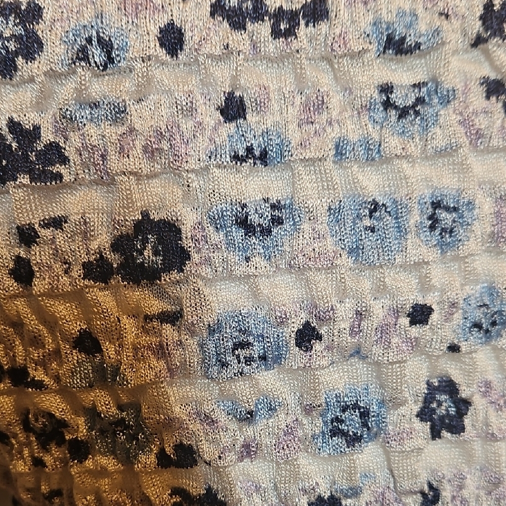 Zara Cottagecore Blue Floral Ruched Smocked Top - Long Sleeve - Picture 6 of 8